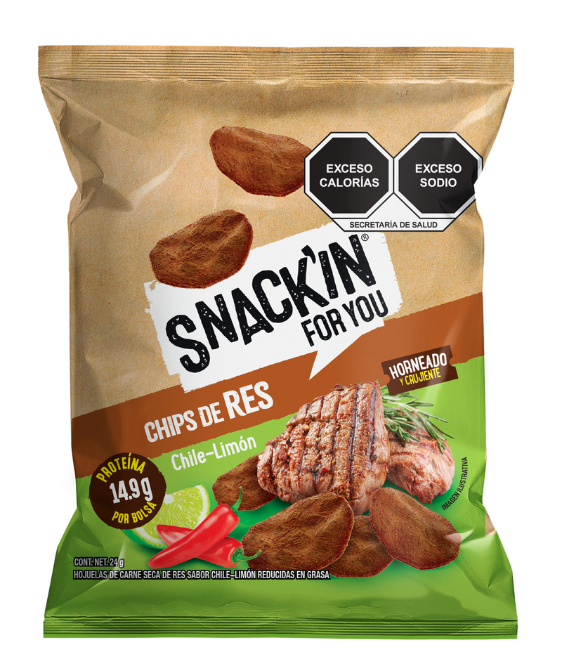 Chips De Res Chile Limón SNACK'IN FOR YOU 24 g